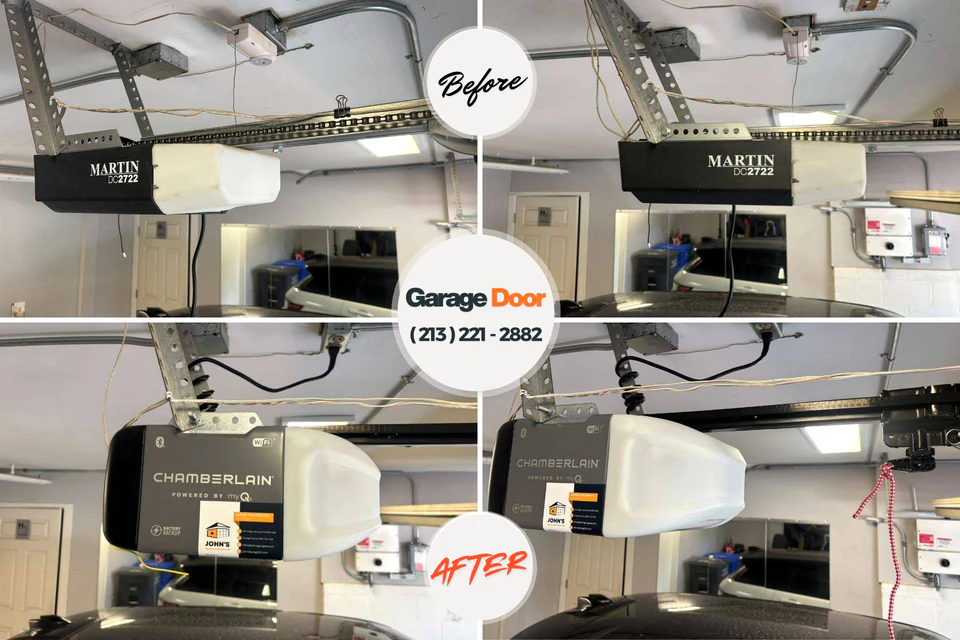 Before and after: garage door repair Packanack Lake, NJ